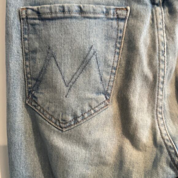 Mother Hustler Ankle Fray Mid-Rise Bootcut Jeans Blue Button Zip Pocket Sz 27 - Picture 9 of 15